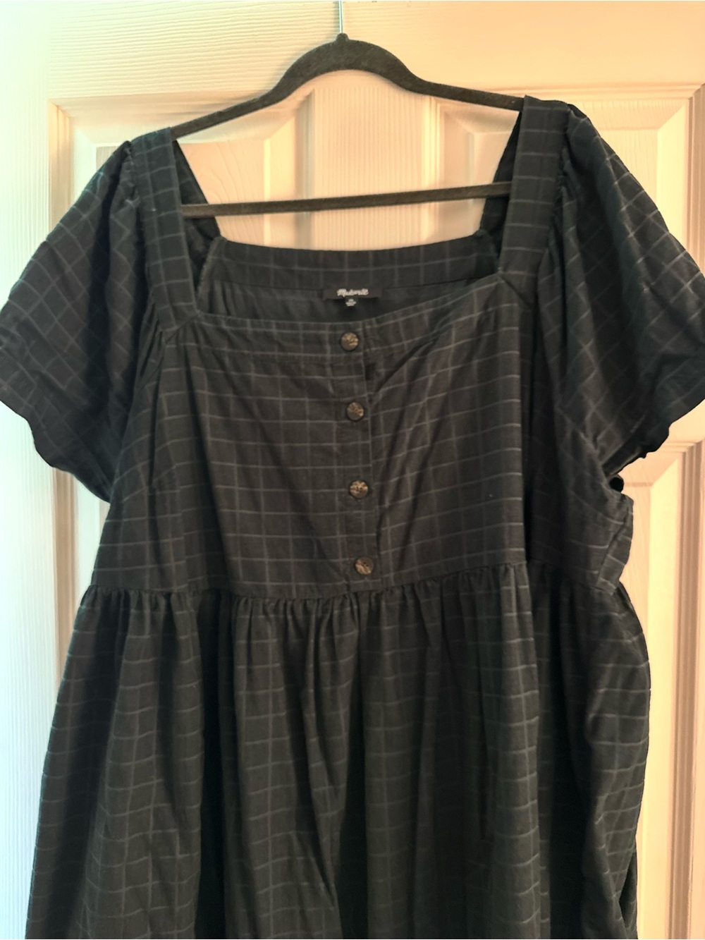 Madewell Dark Green Windowpane Maxi Dress